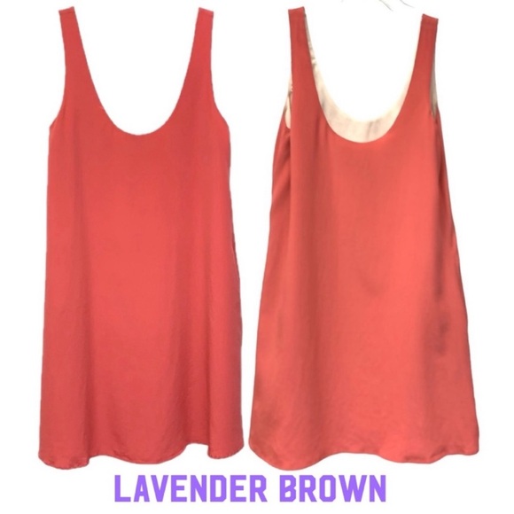 Lavender Brown Silk Tank Slip Designer Dress with Pockets MSRP $249 Size XS - Picture 8 of 8